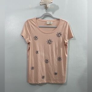 Blush Pink Embellished Short Sleeve Tee